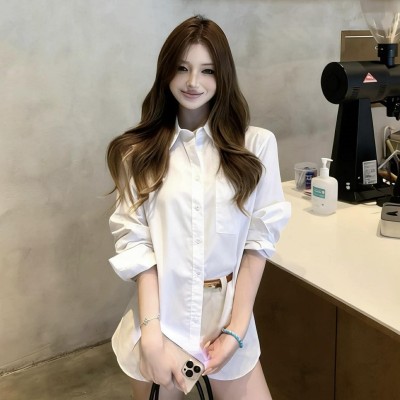 休闲纯棉白衬衫